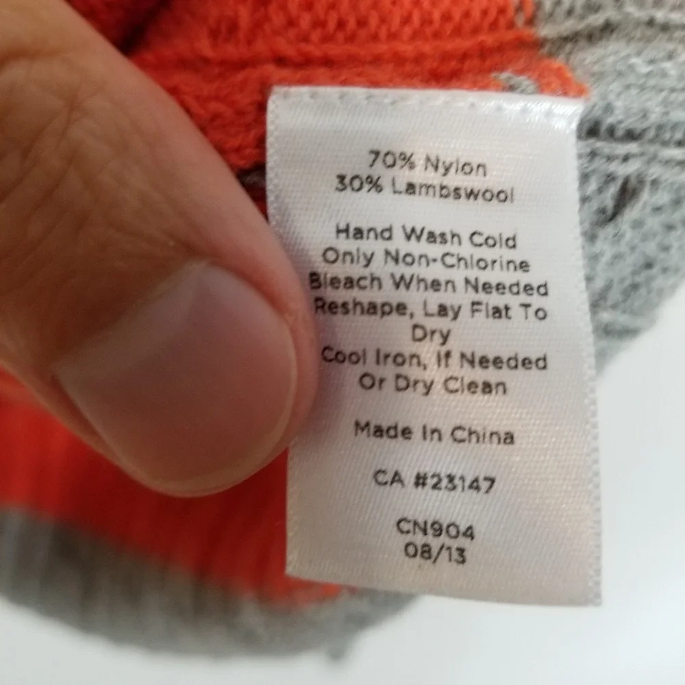 Talbots Women Lambswool Blend Cable Knit‎ Pullover Sweater Sz L Grey Orange